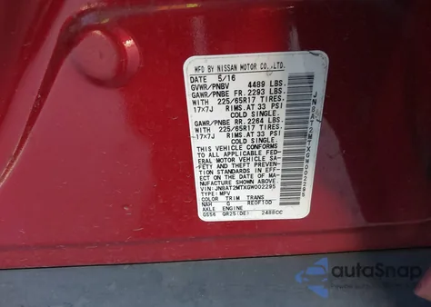 2016 Nissan Rogue S from USA, damaged, VIN JN8AT2MTXGW002295